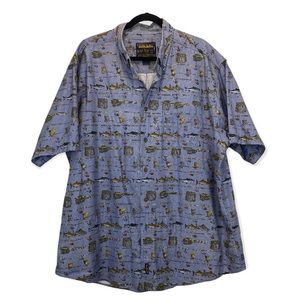 John Rich And Bros Woolrich Button Down 2XL Fish Fishing Lure Print Short Sleeve